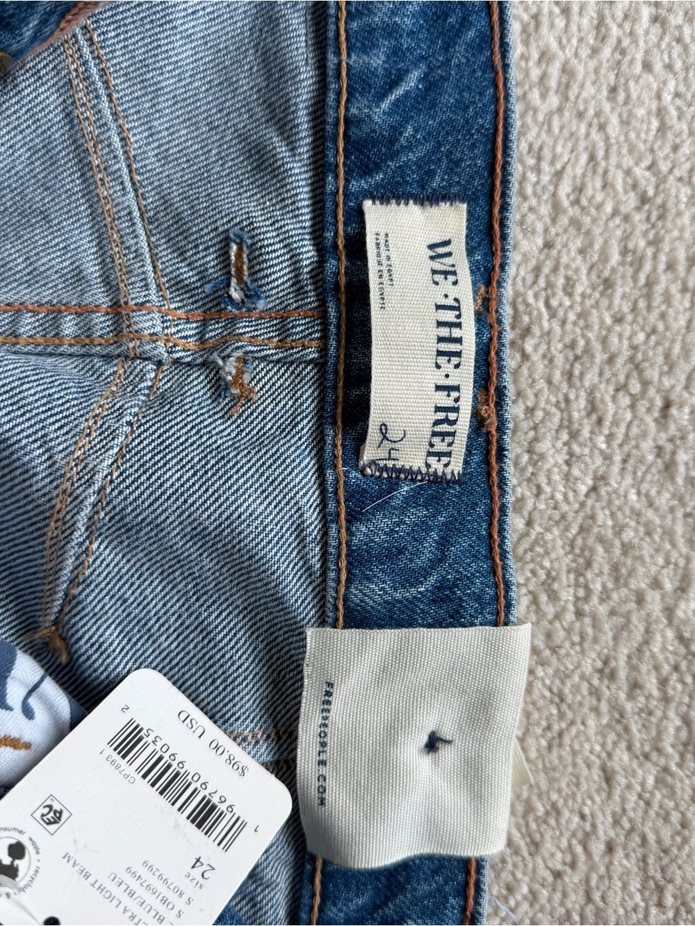 Free people we the free barrel Leg Blue Denim Jeans - Picture 4 of 5